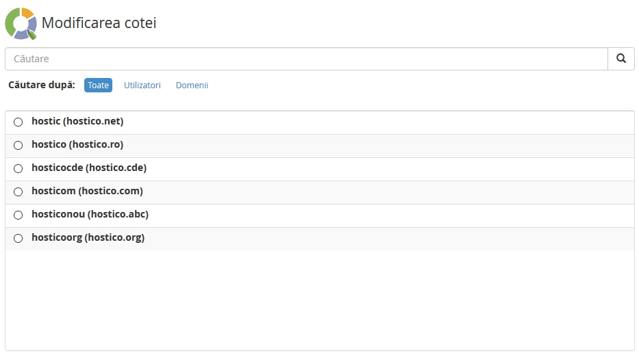 Selectare cont modificare cota